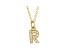 14K Yellow Gold Diamond R Initial Pendant With Chain