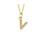 14K Yellow Gold Diamond V Initial Pendant With Chain