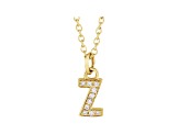 14K Yellow Gold Diamond Z Initial Pendant With Chain