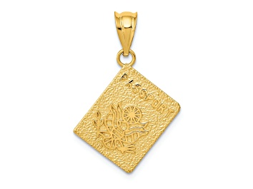 Picture of 14K Yellow Gold Polished and Textured Passport Charm