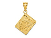 14K Yellow Gold Polished and Textured Passport Charm