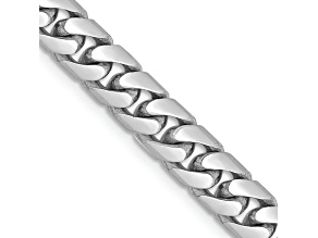 Rhodium Over 14k White Gold 5.5mm Solid Miami Cuban 24 Inch Chain