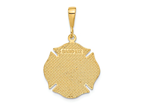 14k Yellow Gold Textured FIRE RESCUE Pendant