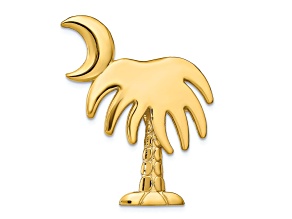 14k Yellow Gold Textured CHARLESTON Palmetto with Moon Slide Charm