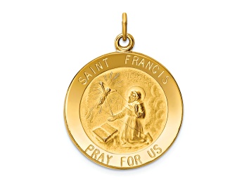 Picture of 14k Yellow Gold Satin Saint Francis Medal Pendant
