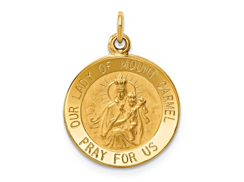 Picture of 14k Yellow Gold Satin Our Lady of Mount Carmel Medal Charm