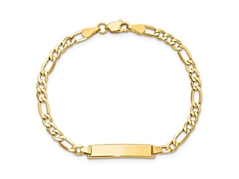 10k Yellow Gold Figaro Link ID Bracelet