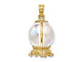 14k Yellow Gold 3D Textured Crystal Ball Charm