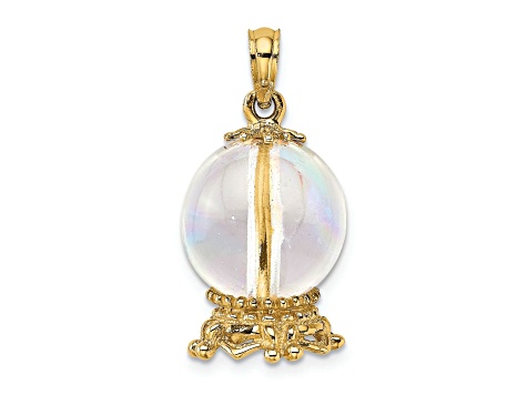 14k Yellow Gold 3D Textured Crystal Ball Charm