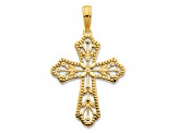 14k Yellow Gold Textured Fancy Cross Pendant