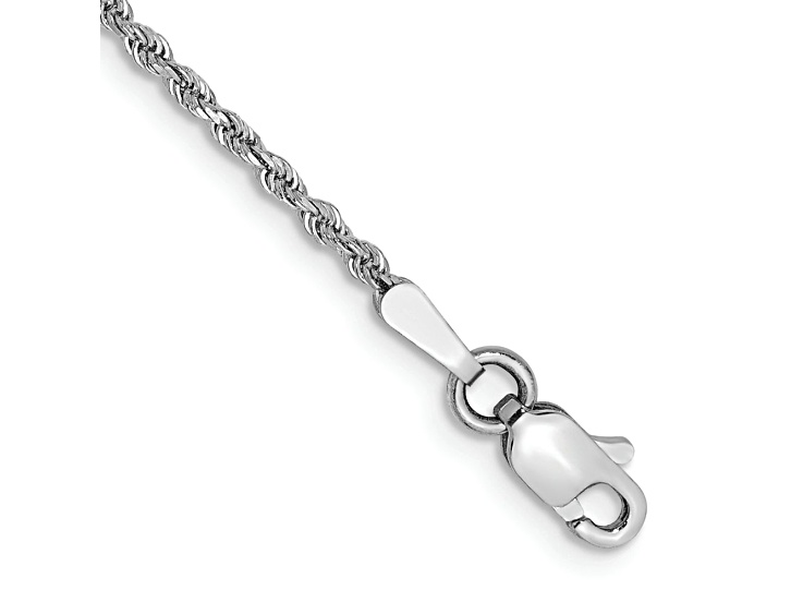 Rhodium Over 10k White Gold 1.5mm Diamond-Cut Rope Link Bracelet