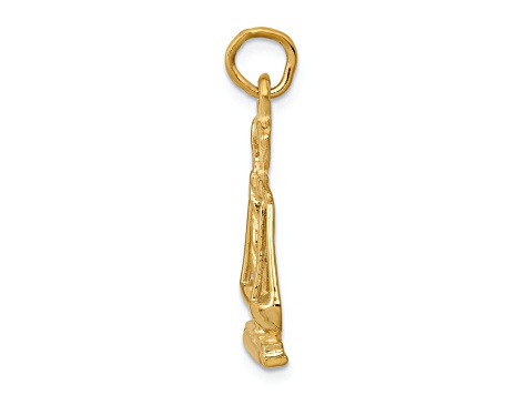 14k Yellow Gold Textured Scales Of Justice Charm Pendant