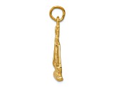 14k Yellow Gold Textured Scales Of Justice Charm Pendant