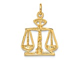 14k Yellow Gold Textured Scales Of Justice Charm Pendant