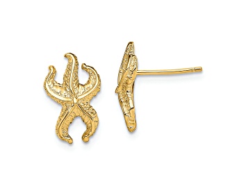 Picture of 14k Yellow Gold Textured Starfish Stud Earrings