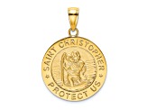 14k Yellow Gold Polished and Satin Saint Christopher Medal Charm