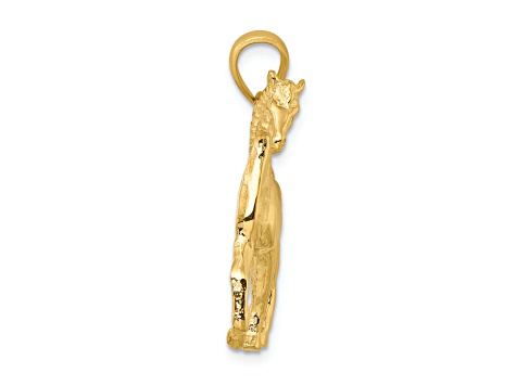 14k Yellow Gold Polished and Textured Horse Charm