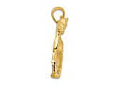 14k Yellow Gold Polished and Textured Horse Charm