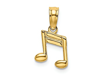 Picture of 14k Yellow Gold 3D Textured Double Notes pendant