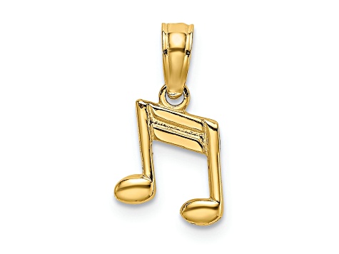14k Yellow Gold 3D Textured Double Notes pendant