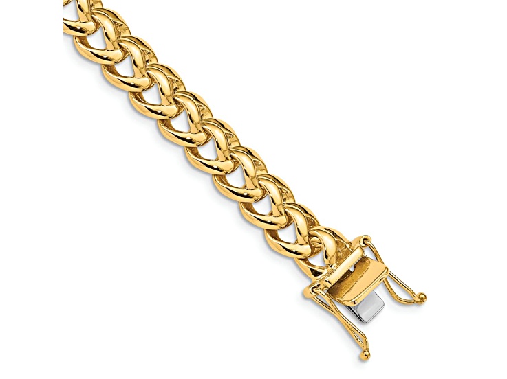 14k Yellow Gold and 14k White Gold 8.6mm Hand-Polished Fancy Link Bracelet