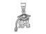 Rhodium Over 14K White Gold Graduation Cap 24 with Dangling Tassle Charm