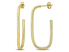Open Rectangle Hoop Earrings in 10K Yellow Gold
