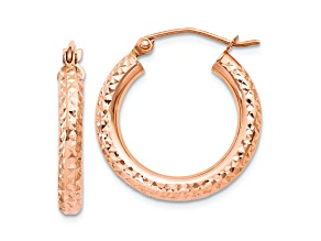 14k Rose Gold 13/16" Diamond-Cut Hoop Earrings