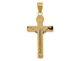 14K Yellow and White Gold Diamond-cut Lattice Cross with Crucifix Pendant