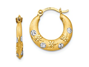 14K Yellow Gold with Rhodium Hoop Earrings
