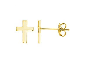 14k Gold Dainty Cross Stud Earrings