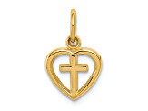 14K Yellow Gold Cross in Heart Charm Pendant