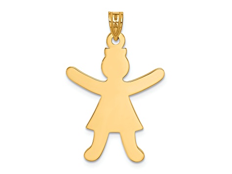 14k Yellow Gold Textured Laser Cut Girl Charm Pendant