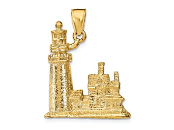 Picture of 14k Yellow Gold 3D Textured Cape Cod Lighthouse Pendant