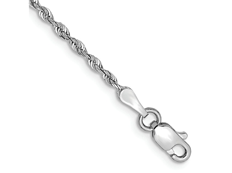 Rhodium Over 14k White Gold 1.85mm Diamond-Cut Quadruple Rope Link Bracelet