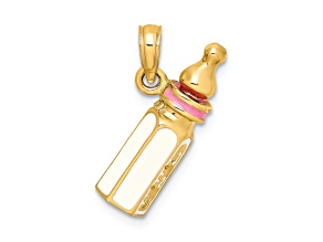 14k Yellow Gold with Enamel 3D Baby Bottle Charm