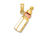 14k Yellow Gold with Enamel 3D Baby Bottle Charm