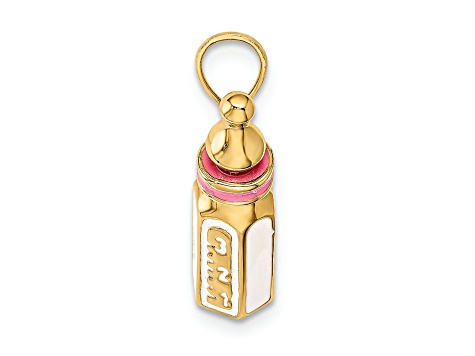 14k Yellow Gold with Enamel 3D Baby Bottle Charm