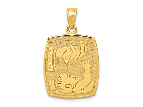 14k Yellow Gold Satin and Polished Baptism Pendant