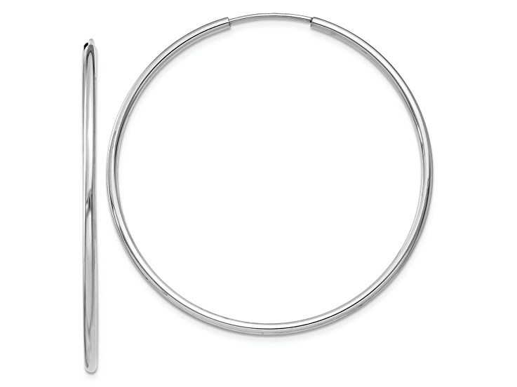 Rhodium Over 14k White Gold Polished 1 5/8" Endless Hoop Earrings