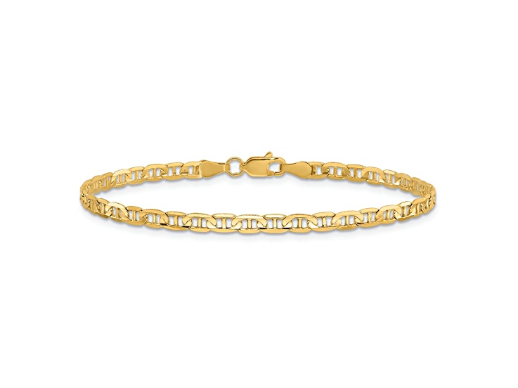 アクセサリー DIASPORA SKATEBOARDS 219 BRACELET (GOLD) 10k Yellow Gold 3mm Concave Mariner Link Bracelet - 159YPB | JTV