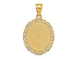 14k Yellow Gold Solid Satin, Polished and Textured Sagittarius Zodiac Oval Pendant