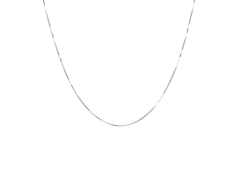 10K White Gold Fine Box 16 Inch Chain Necklace