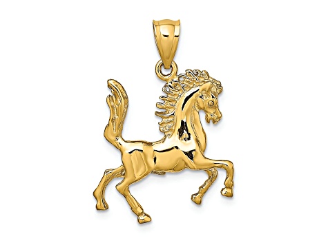 14k Yellow Gold 3D Horse Pendant