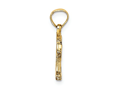 14k Yellow Gold Textured Bear Charm