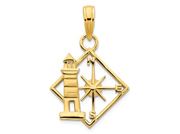 Picture of 14k Yellow Gold Lighthouse Compass Pendant