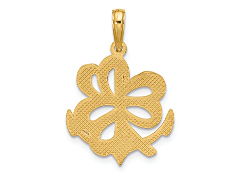 14K Yellow Gold Polished Anchor and Clover Charm