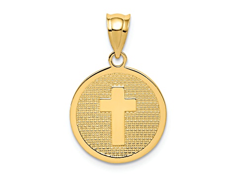 14K Yellow Gold Reversible Cross and GOD BLESS Charm