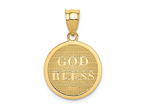 14K Yellow Gold Reversible Cross and GOD BLESS Charm