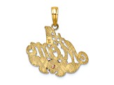14k Yellow Gold and 14k Rose Gold with Rhodium Over 14k Yellow Gold Textured #1 MOM Flower Charm